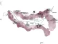 Mappa illustrata del Valdarno di Sopra, con borghi, fiumi e paesaggi toscani.