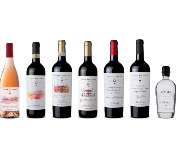 Vasta gamma di vini e olio della Tenuta San Jacopo: spumante, bianchi, rosati, rossi toscani, grappe e olio EVO.