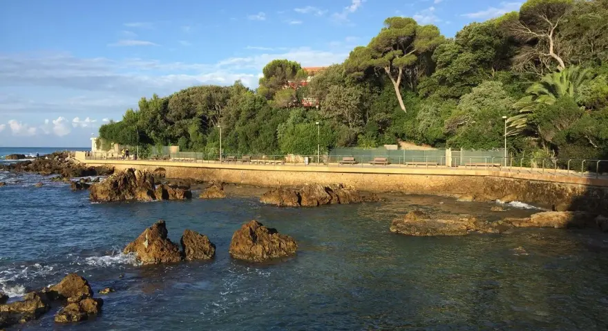 Passeggiata lungomare a Castiglioncello, con scogli, mare blu e vegetazione lussureggiante. Cosa vedere: la costa e il panorama.