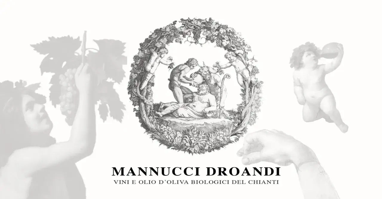 Mannucci Droandi: un putto raccoglie uva, un'altra bevanda, e un'antica scena di Bacco e satiri.